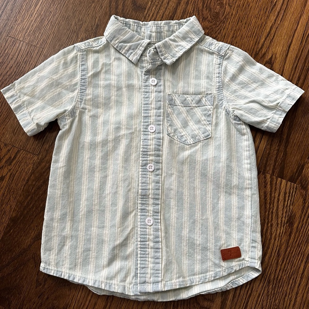 7 For All Mankind short sleeve striped button down shirt, size 18M